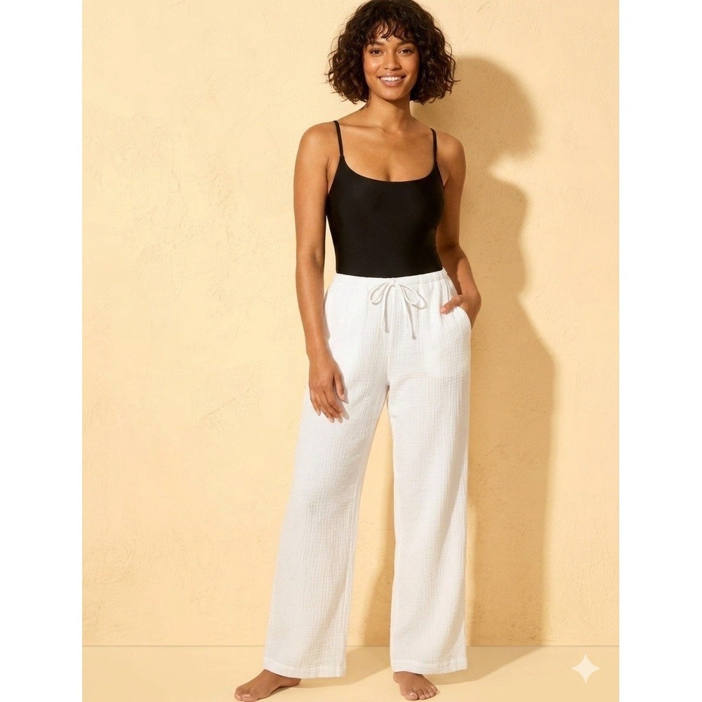 Women's Gauze Swim Cover Up Pants - Shade & Shore, Off White Size XL (16)